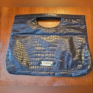 Nine West Women’s Black Crocodile Pattern Clutch Square Hand Purse slim Bag